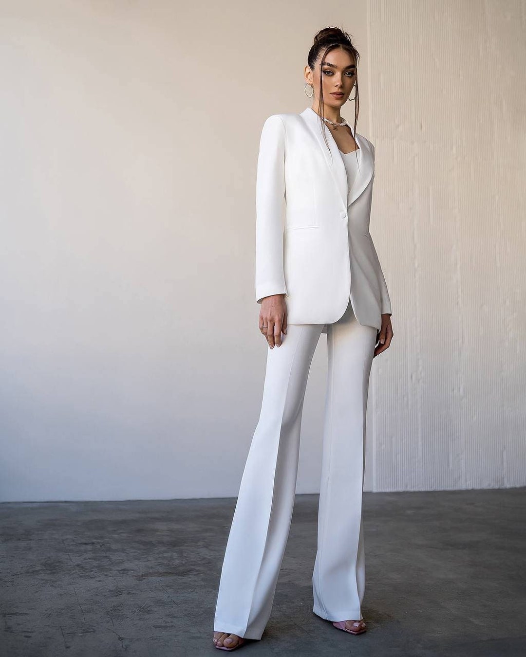 White Bridal Pantsuit for Civil or Courthouse Wedding White - Etsy