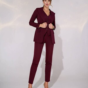 Office Women 3 Piece Suit With Tight Pants, Corset Vest Suit