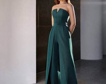 Combinaison formelle vert émeraude pour femmes, combinaison corsetée verte pour des occasions spéciales, combinaison invité de mariage, combinaison formelle pour femmes