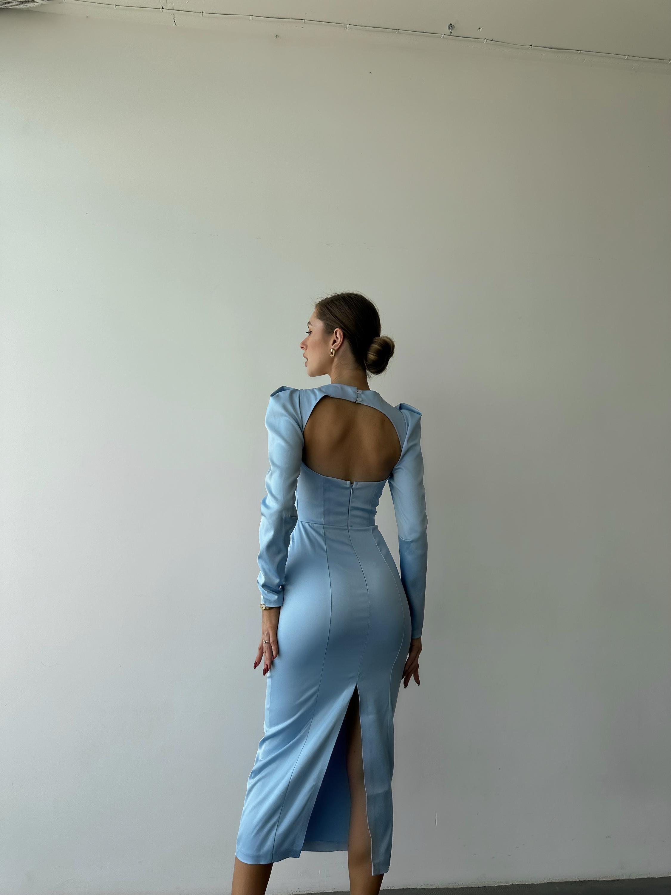 ice blue bodycon dress Yasmine Ice Blue Bamboo Knit Cutout Maxi Dress M / 6-8
