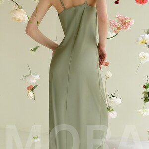 SAMPLE Audrey Maxi Bias Cut Silk Slip Dress in Green