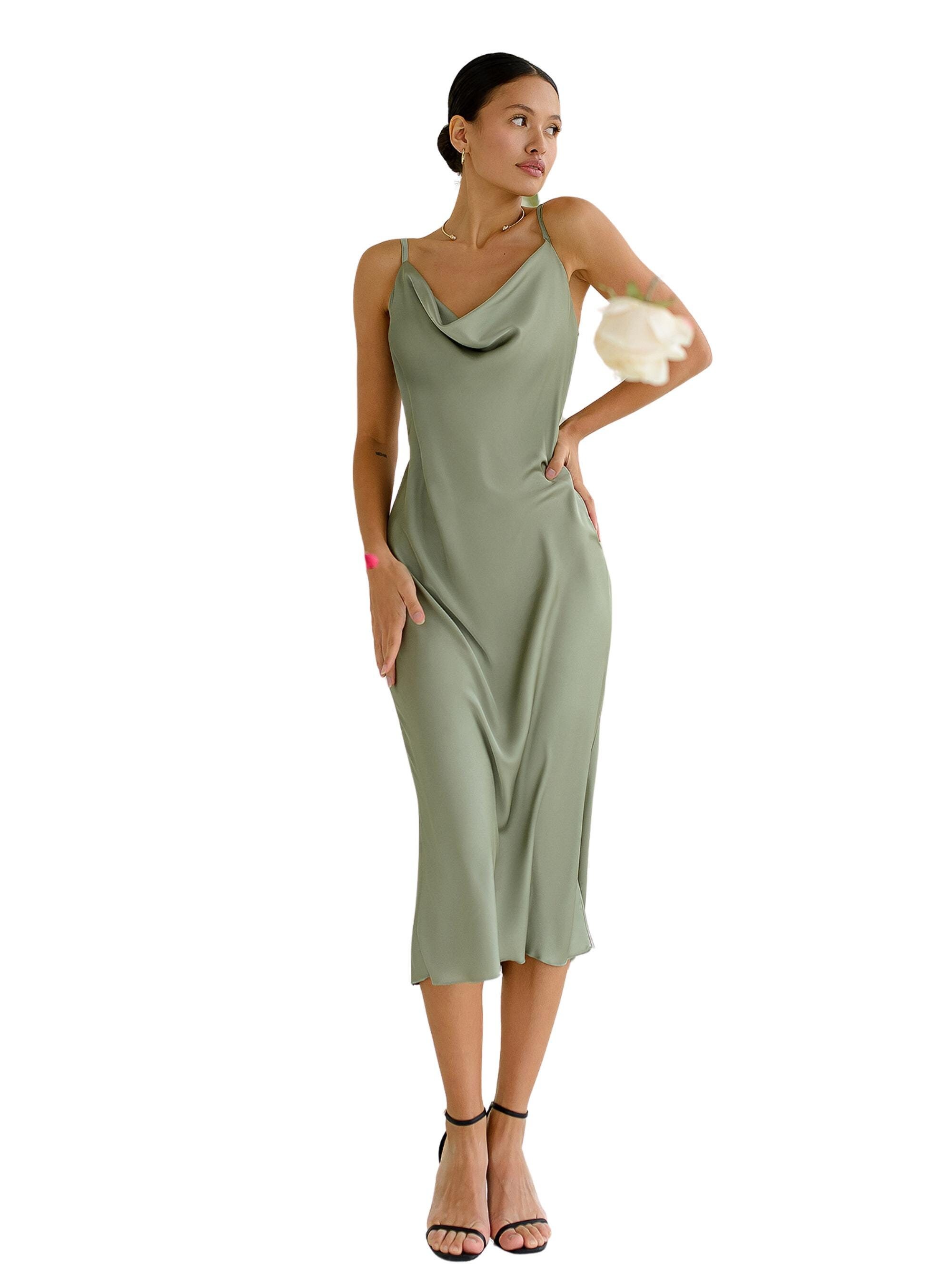 Satin Eucalyptus Dress - Etsy Canada