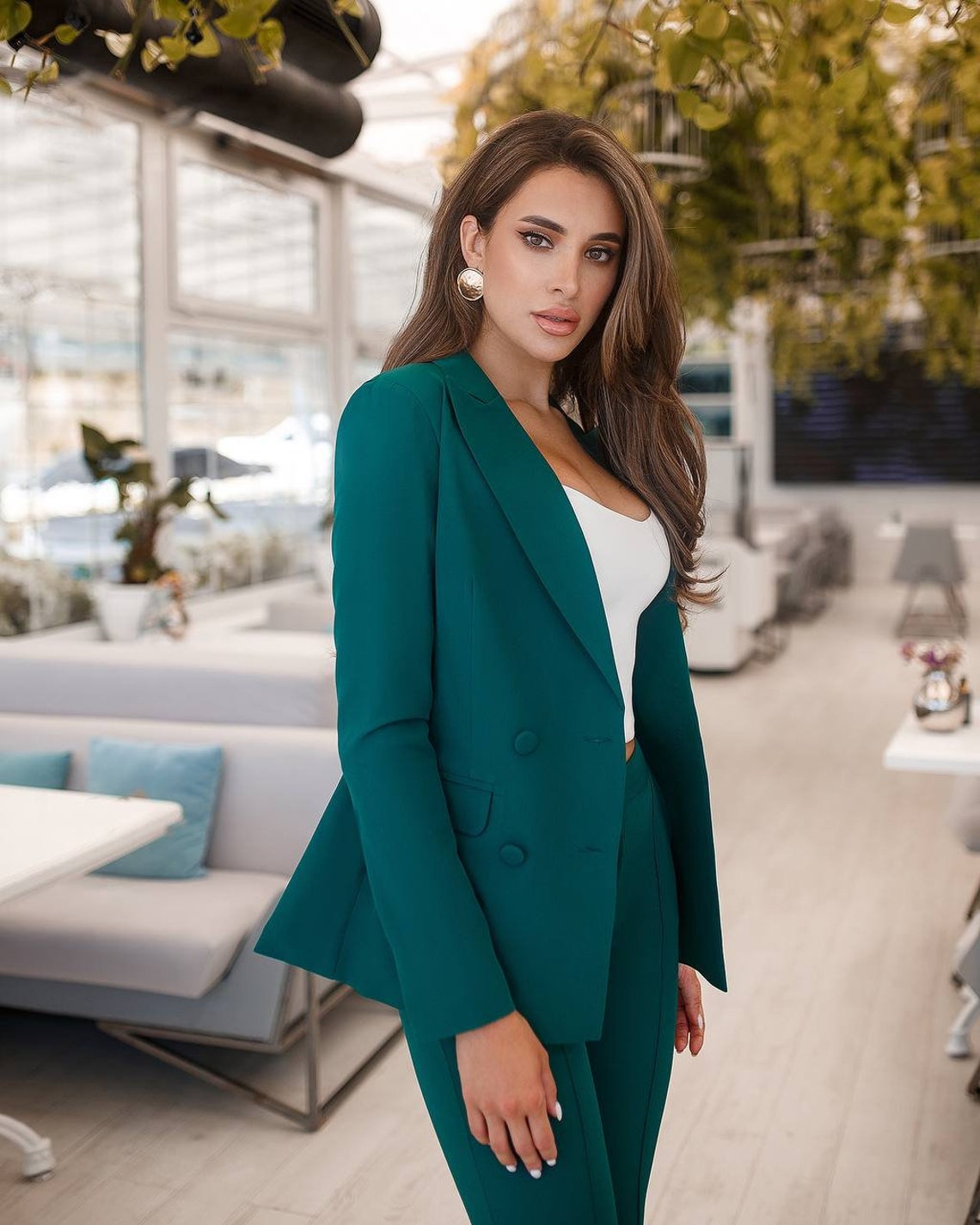 Emerald Green 2-piece Blazer Trouser Suit for Women Green - Etsy