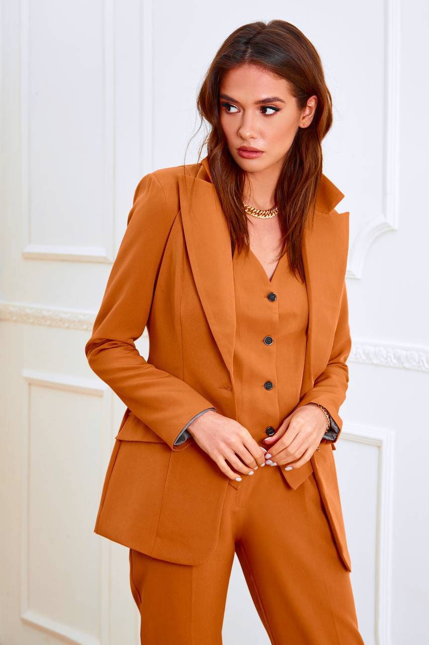  Women Suits for Work Single Breasted Suiting 3piece Sets Single  Breasted Lady Suit Set Work Blazer Jacket Pant and Vest Beige : Everything  Else