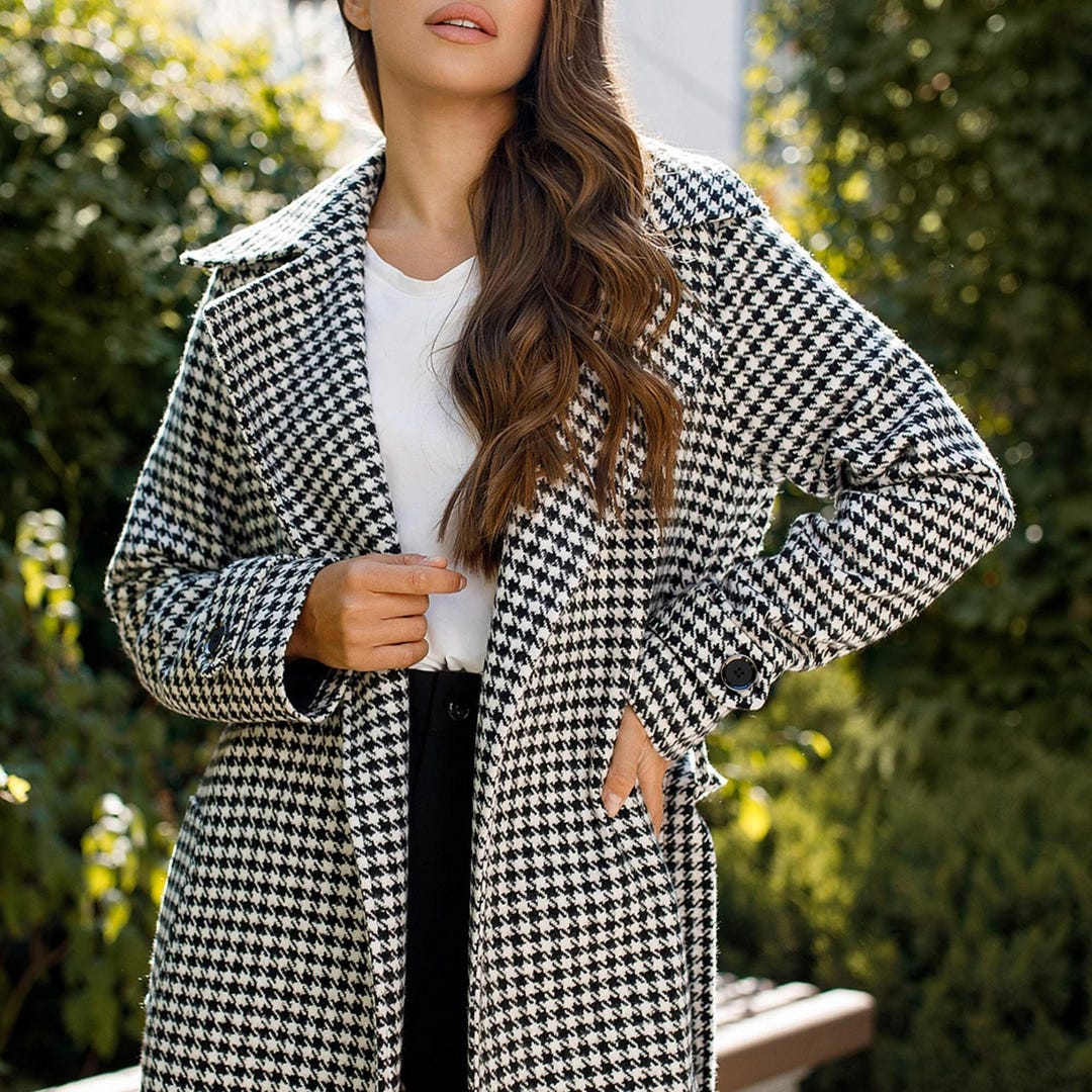 Damen Mantel Hahnentrittmuster Mantel Hahnentritt H&m Mantel