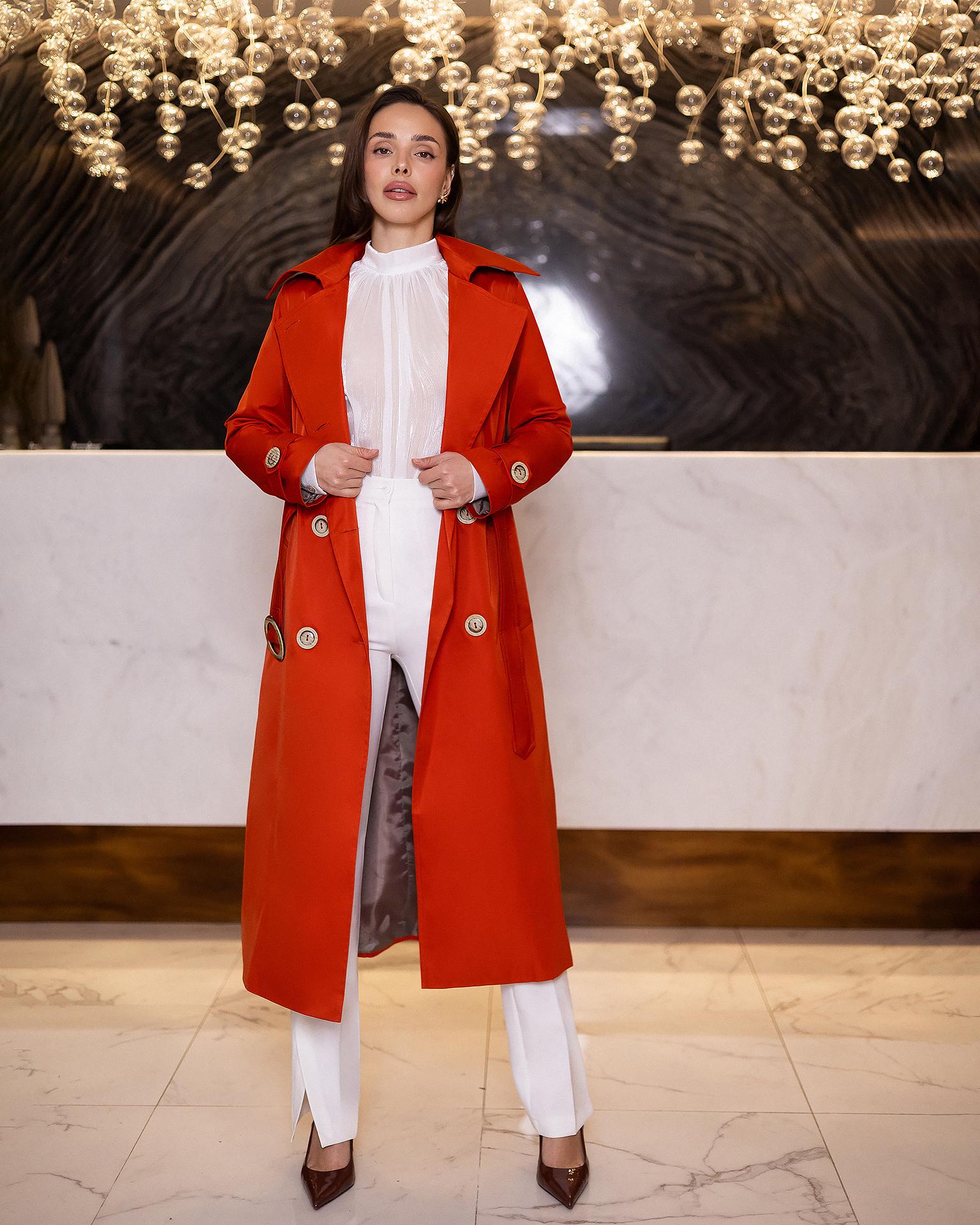 Orange Cotton Belted Trenchcoat for Women - Etsy