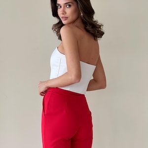 White Satin Corset Top: Strapless Bustier, Gen Z Chic image 10