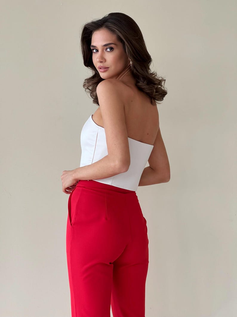 White Satin Corset Top: Strapless Bustier, Gen Z Chic image 10