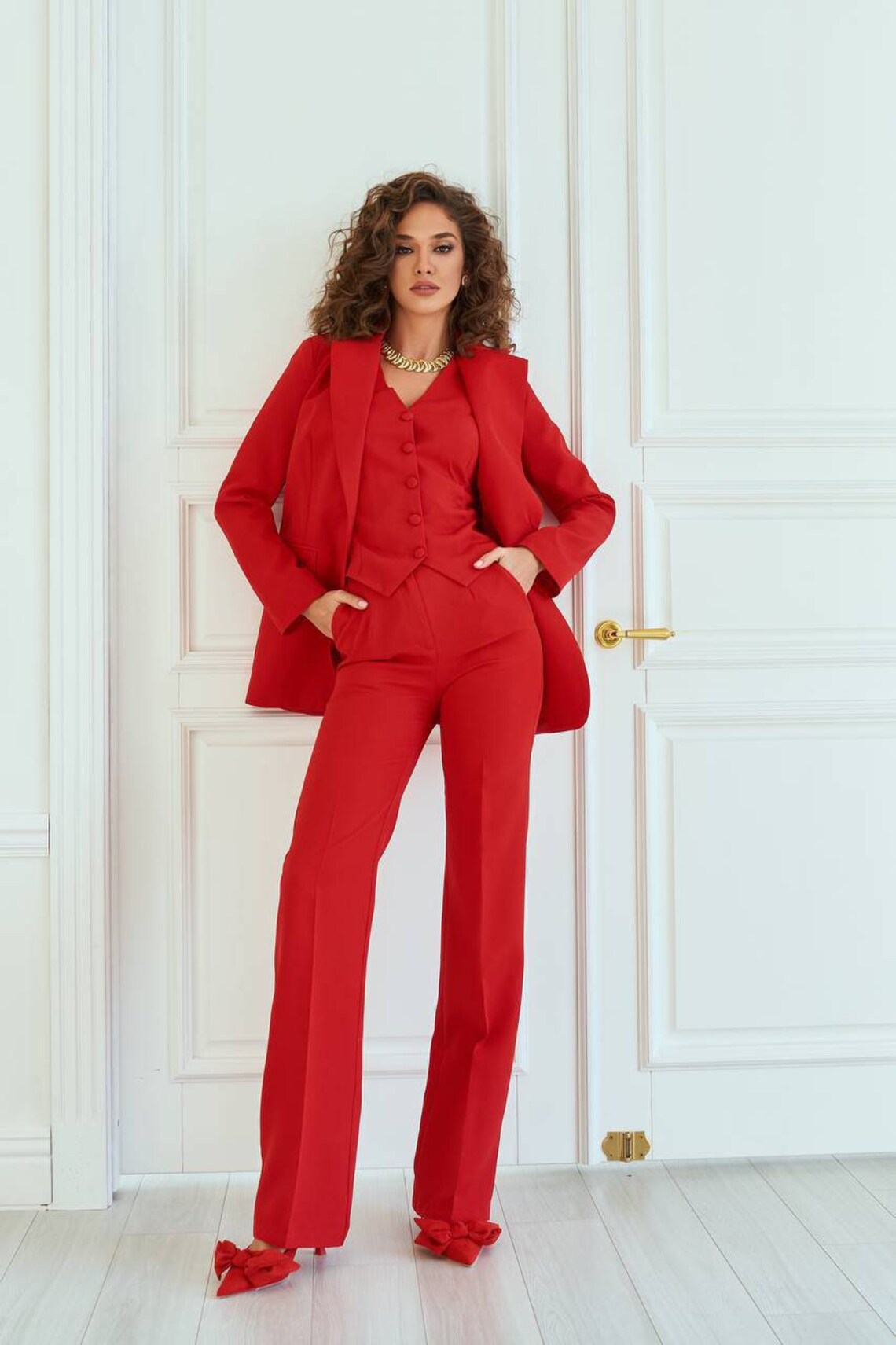Red Pantsuit for Women Red Formal Pants Suit Set for Women Etsy UK