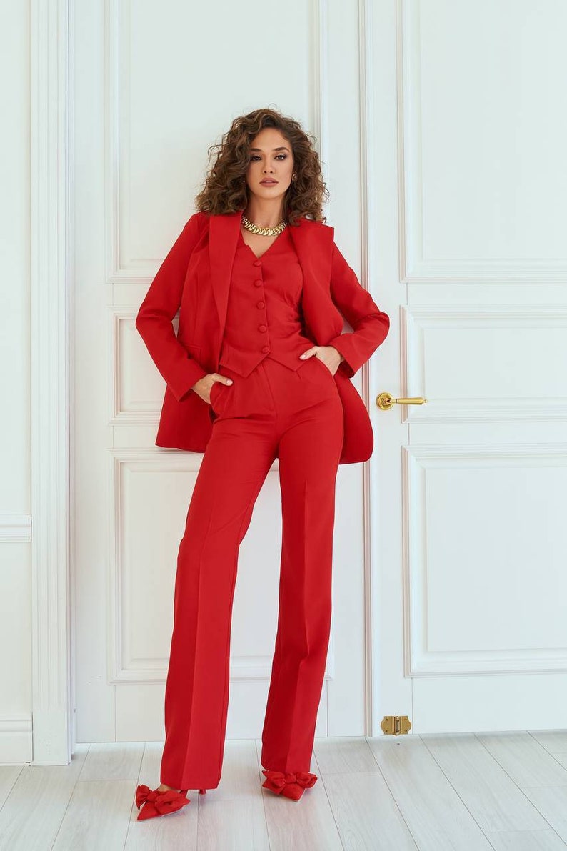 Red Pantsuit for Women Red Formal Pants Suit Set for Women - Etsy UK