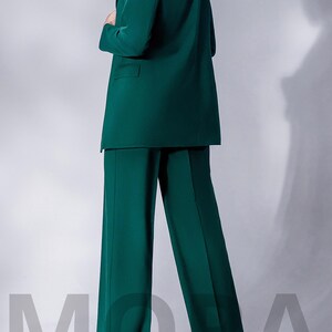 Women Willow Green Stretch Formal Pantsuit