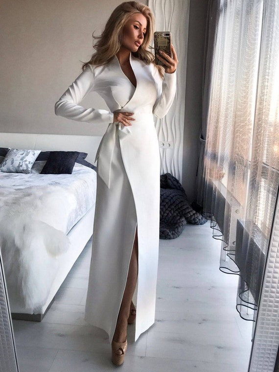 long sleeve white maxi dress