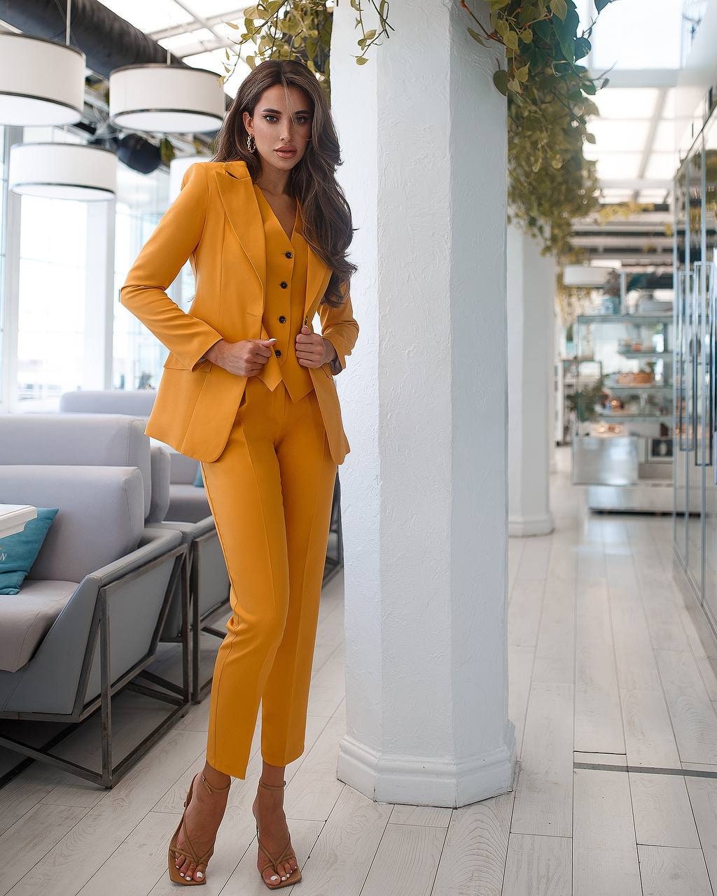Mustard Yellow Womens Suit Office Women 3 Piece Suit With Etsy