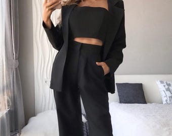 Buy Black Womens Piece Suit Set, Office Women Piece Suit With