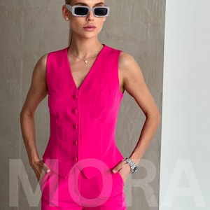 Hot Pink Vest Etsy