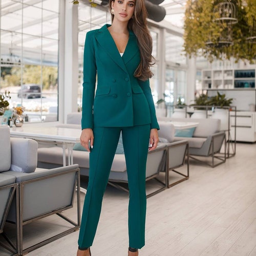 Emerald Green 2-piece Blazer Trouser Suit for Women Green - Etsy