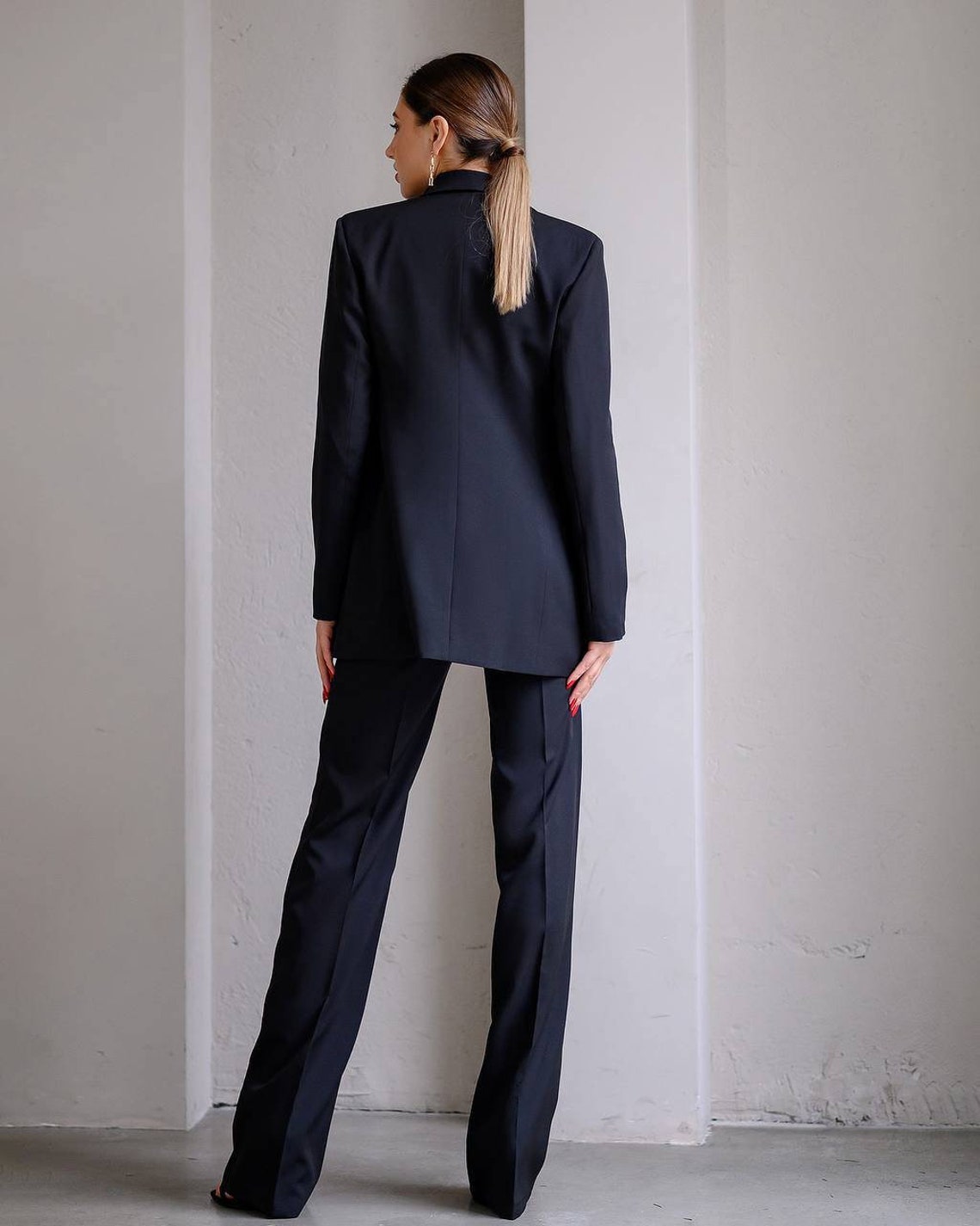 Black Formal Pantsuit For Women Black Formal Pants Suit Set Etsy