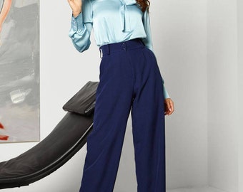 High Waist Trousers, Wide Leg Pants, Red Wide Leg Pants, Palazzo Pants for Women, women pants with pockets, office pants women, Elegant Pant