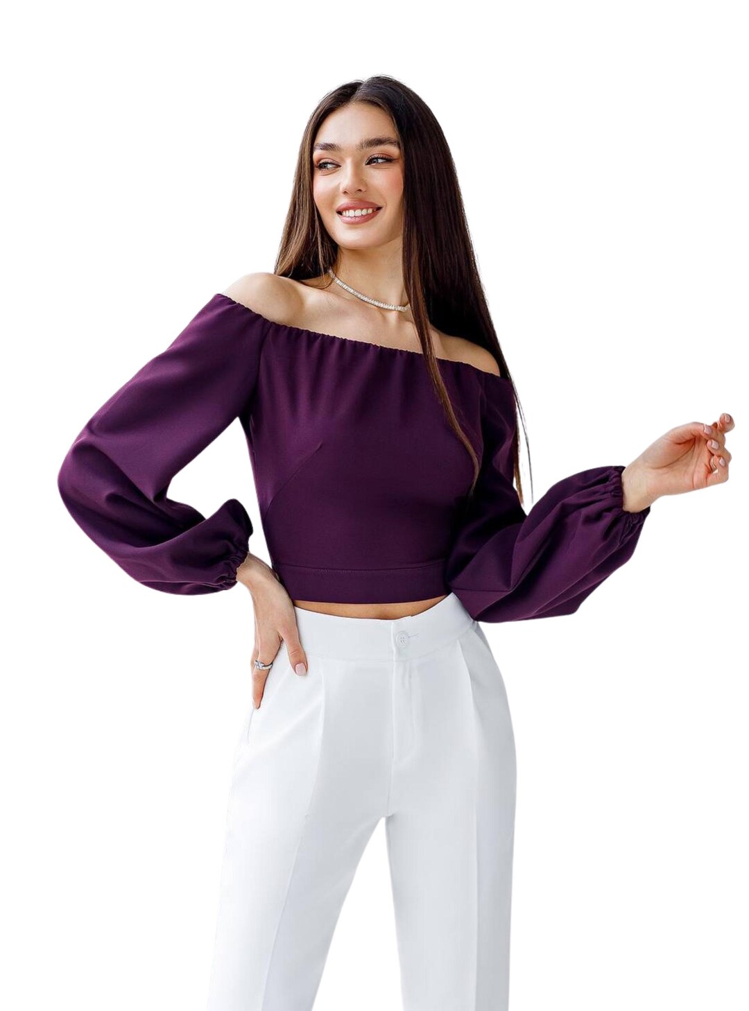 Flow Off-Shoulder Long Sleeve Crop Top