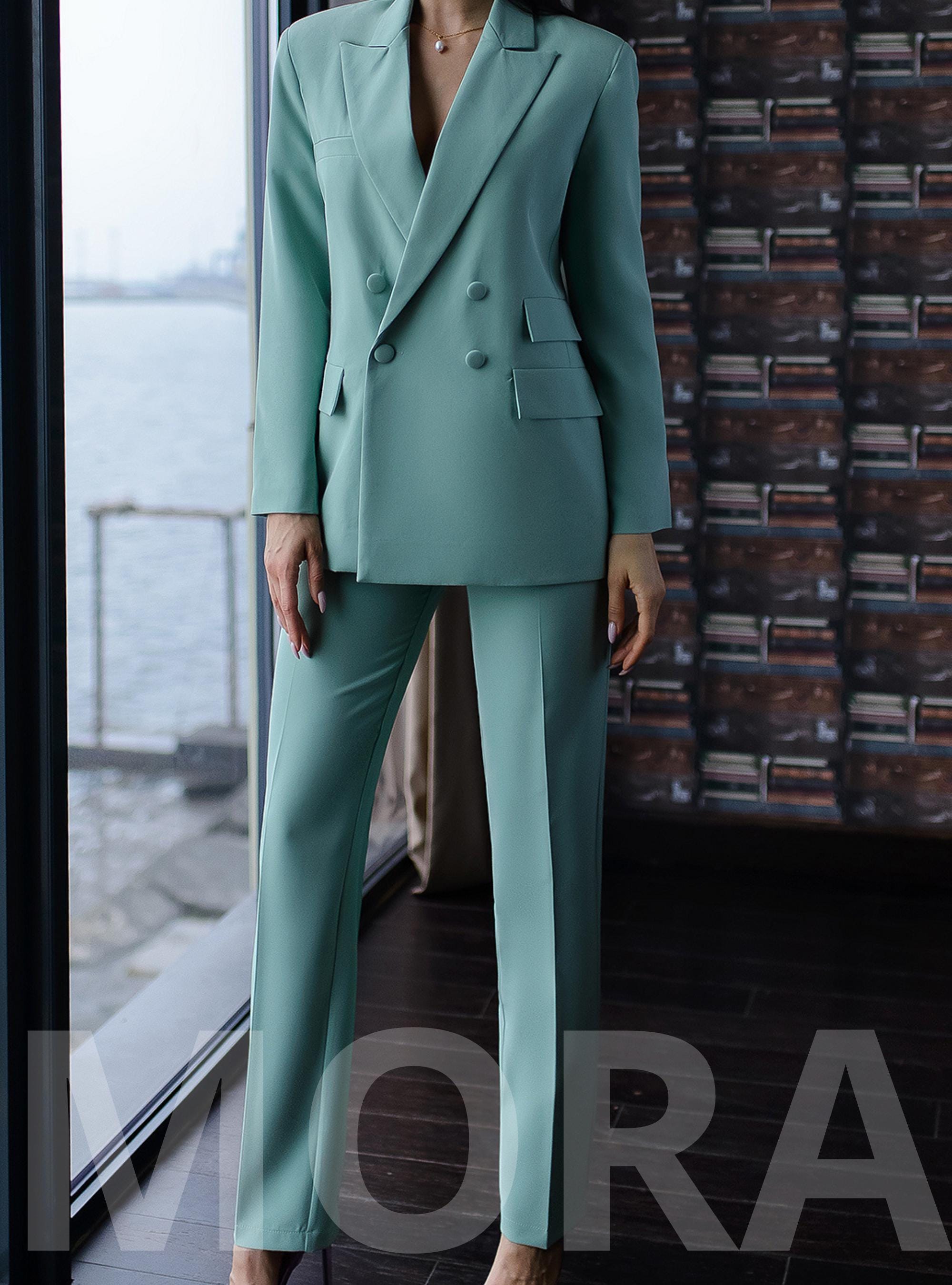 Formal Pantsuit for Women, Mint Green Pants Suit for Women