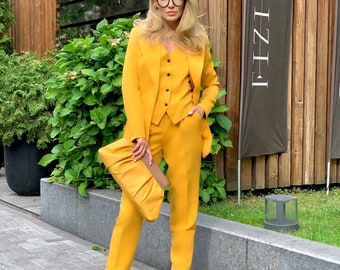mustard suit womens
