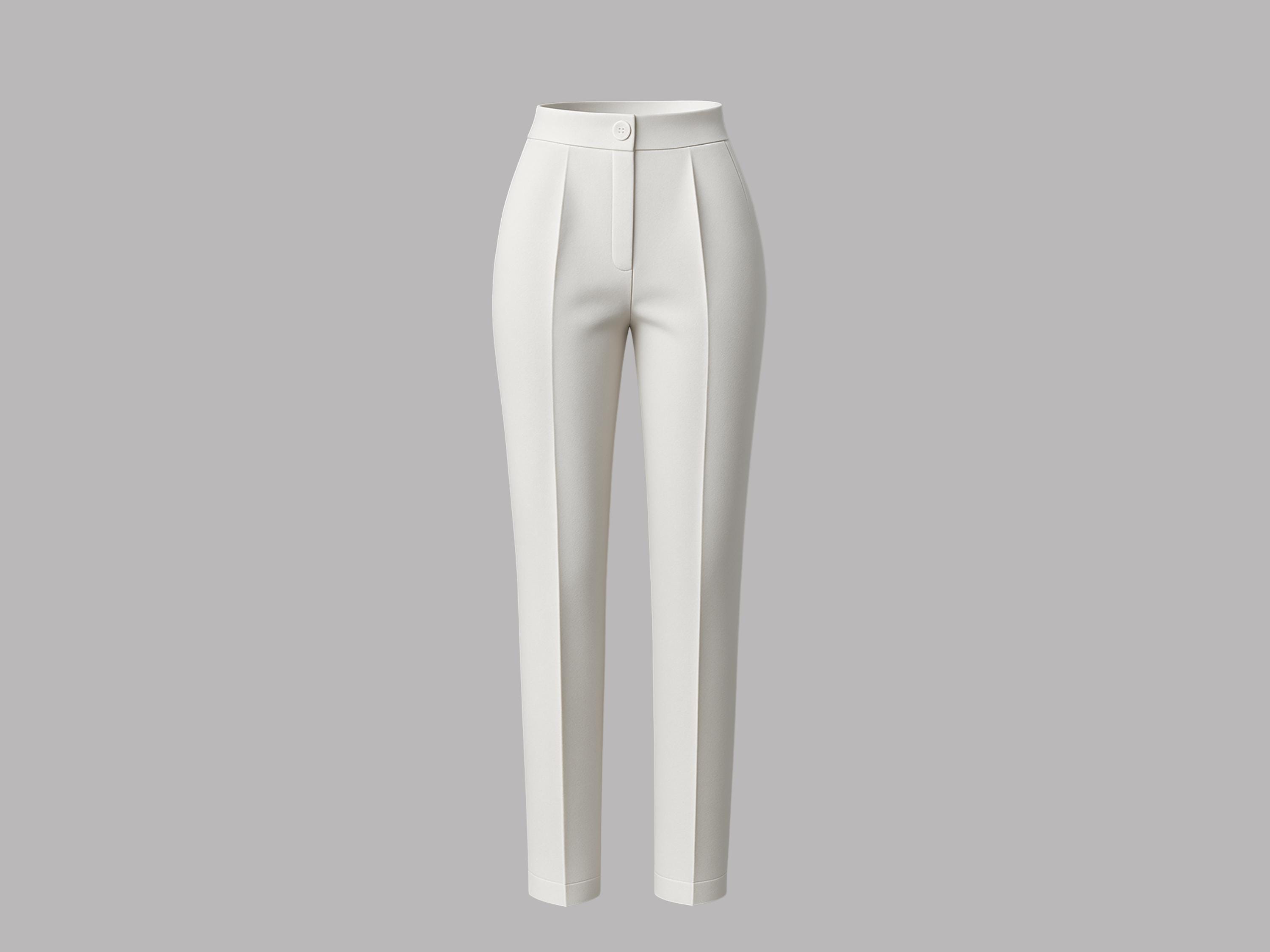 high waisted white dress pants Women's White High-Waist Dress Pants