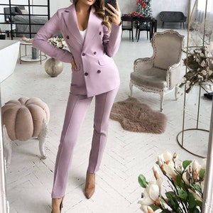 2-piece Blazer Trouser Suit for Women, Black Pantsuit Womens, Womens ...