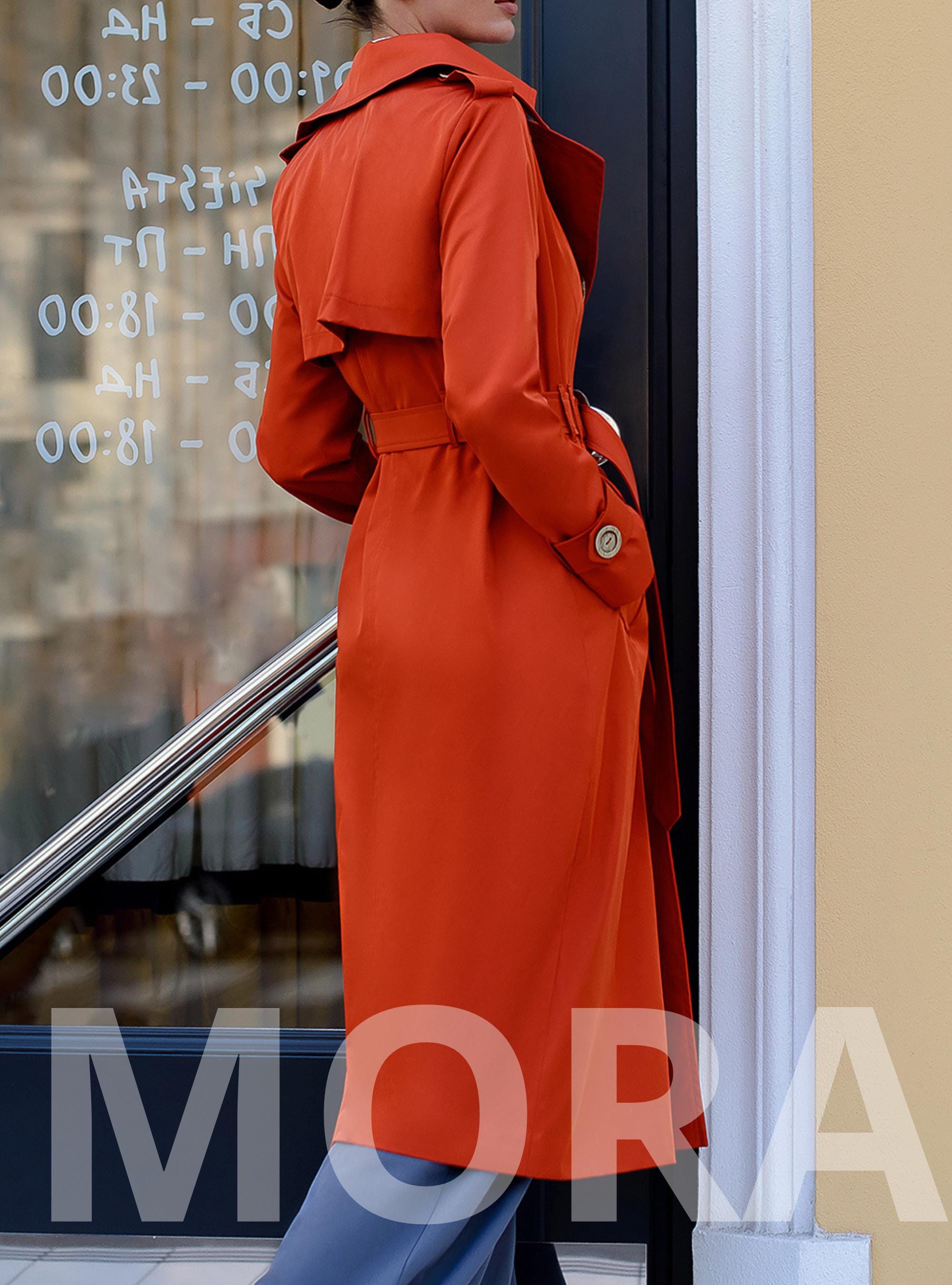 Orange Trenchcoat for Women, Long Trench Coat, Cotton Rain Coat