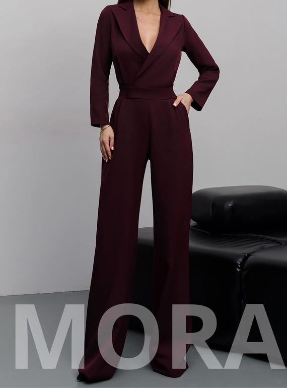 Burgundy dressy jumpsuit sale