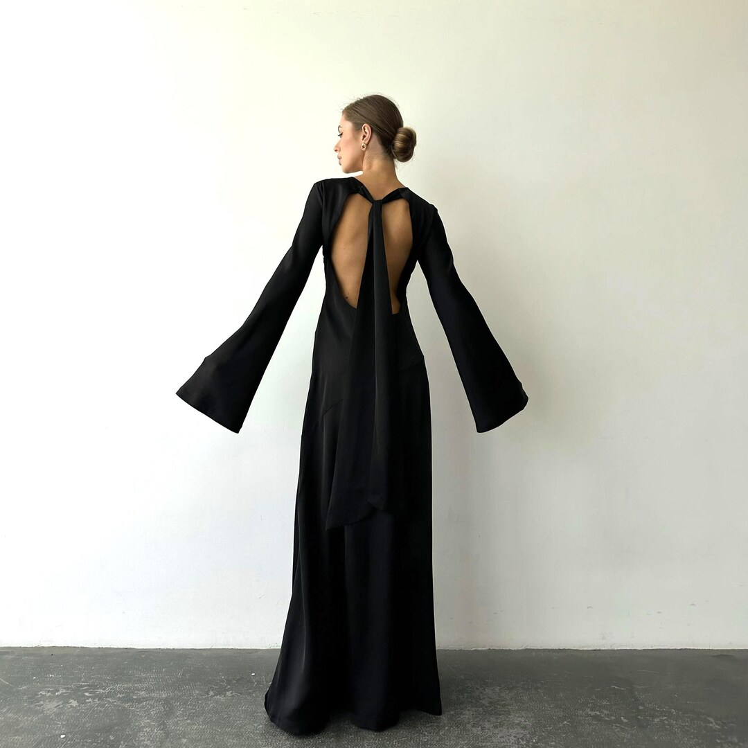 Satin silk dress with back opening