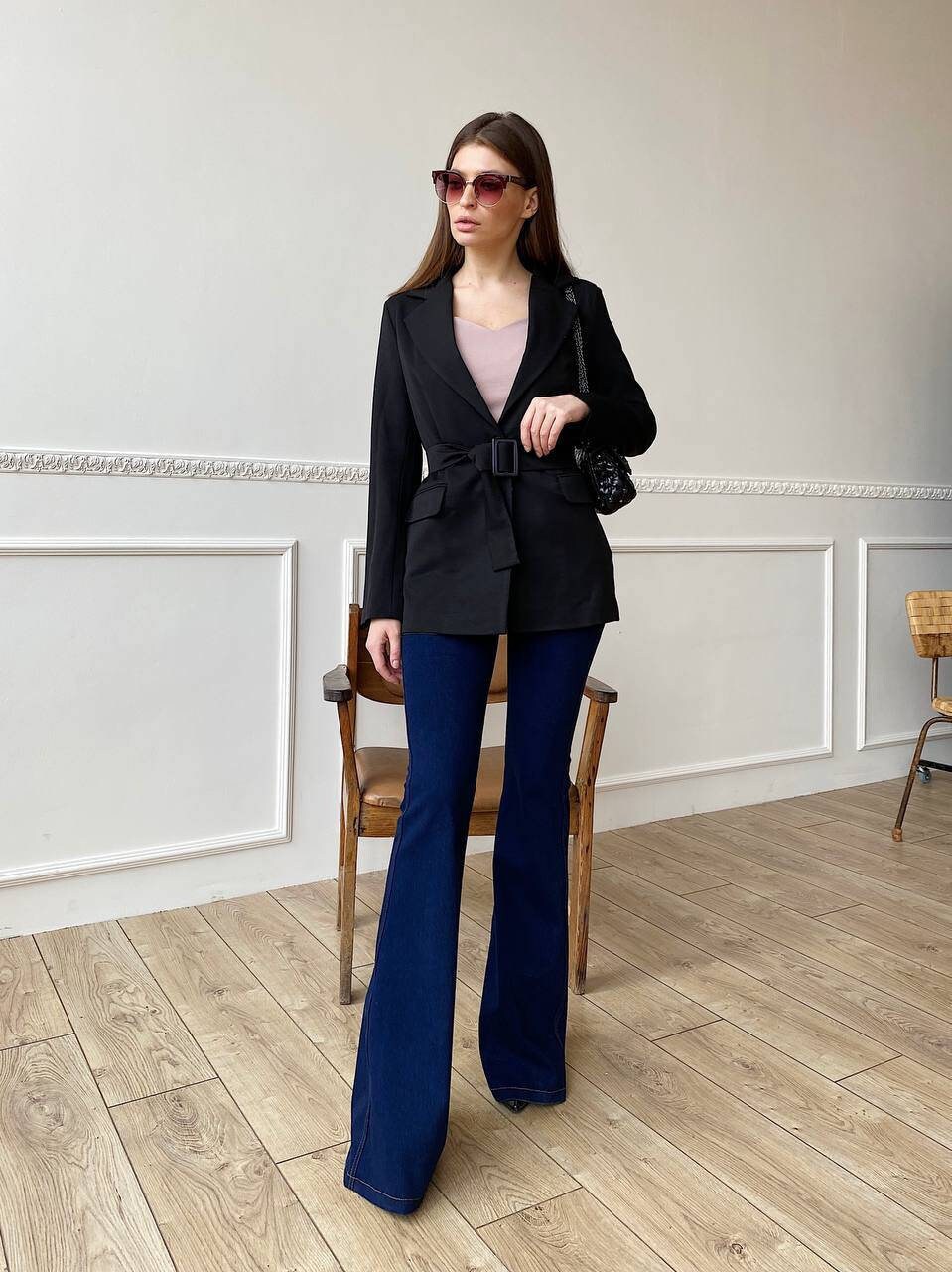 Black Blazer for Women Black Wool Blazer with Belt Notch Etsy