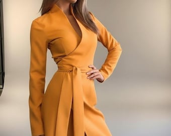 yellow long sleeve dress short Long Sleeve Small Yellow Dress Long Caribean Dress With Quarter Length Sleeves/short Sleeves