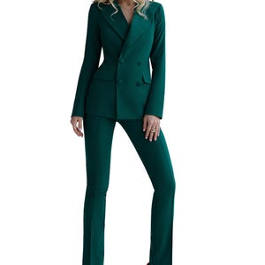 Emerald Green 2-piece Blazer Trouser Suit for Women, Green Pantsuit Women, Pant and Blazer Set Women, Emerald Green pantsuit for women