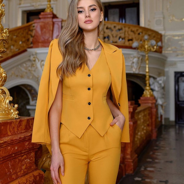 Mustard Yellow Womens Suit Etsy