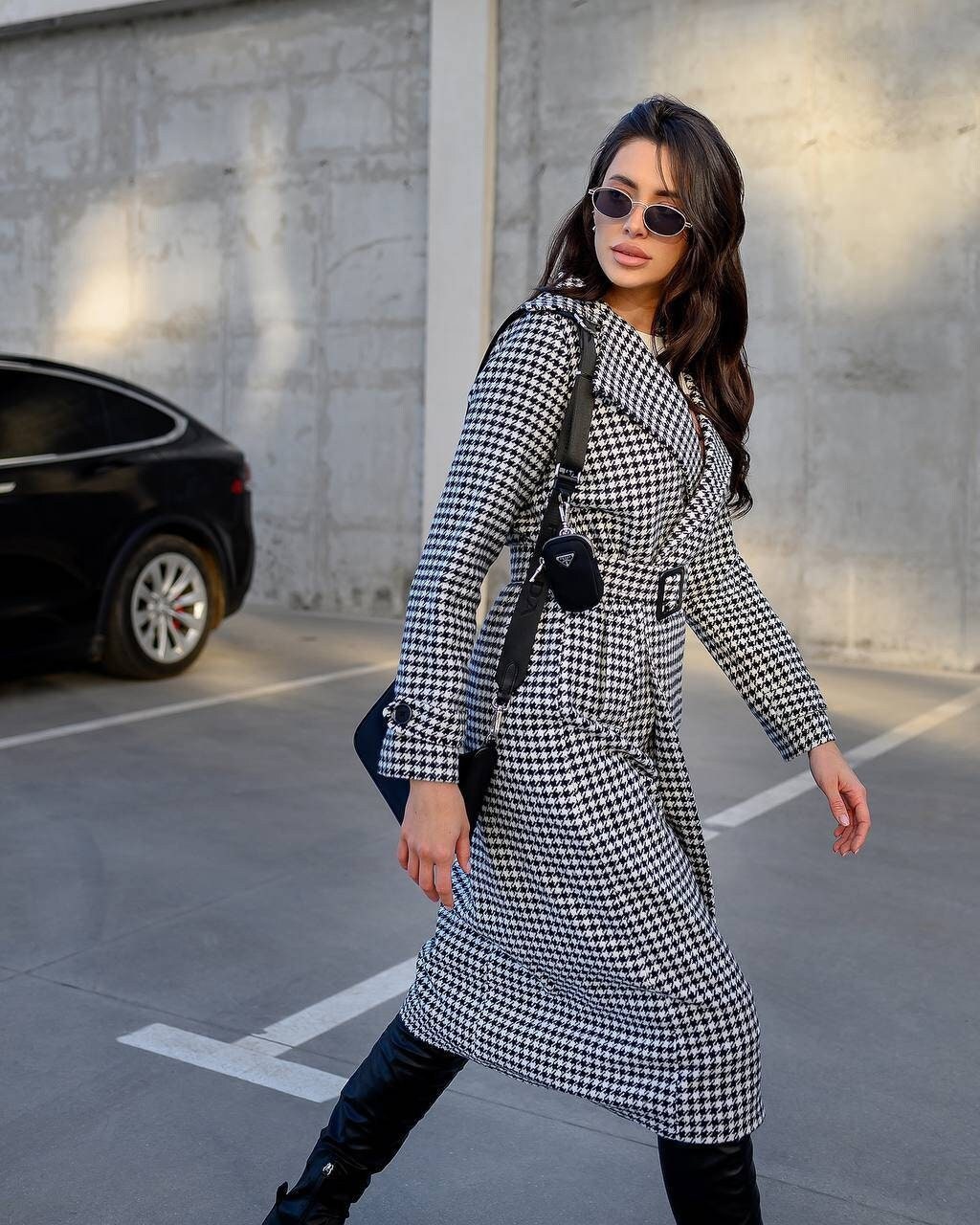 Express houndstooth deals coat
