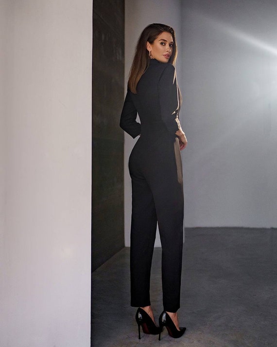 Black Elegant Jumpsuit, Long Sleeve Jumpsuit Formal, Dressy Jumpsuits for  Special Occasions, Wedding Party & Going Out Jumpsuits TAVROVSKA 