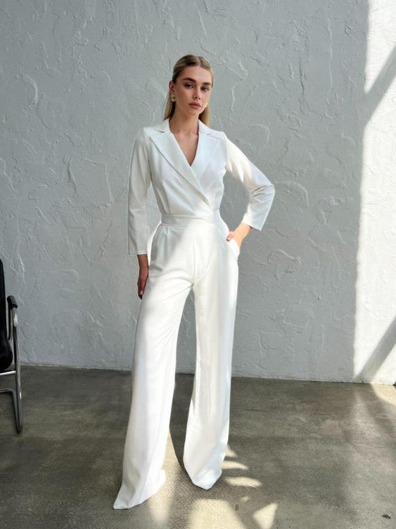all white party dresses and jumpsuits Customizable Jumpsuit with Cape Wrap for Evening Prom and maxi party wear gown