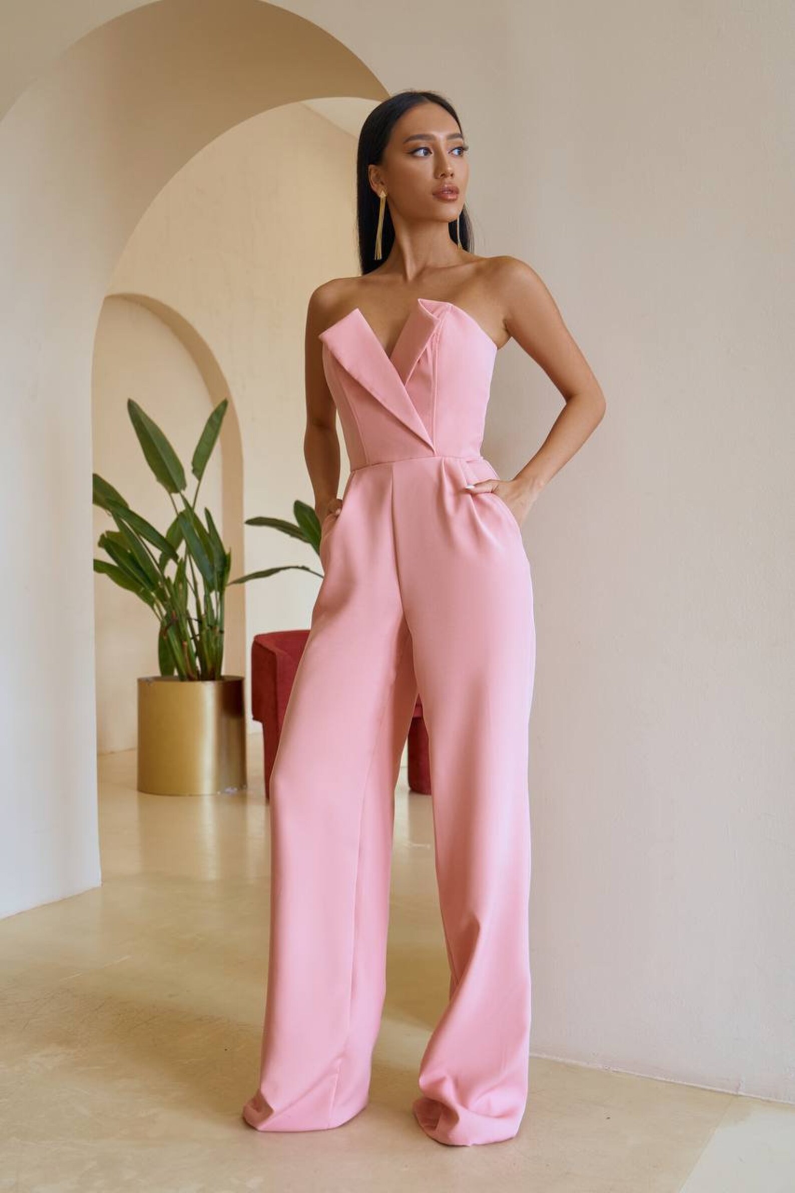 Light Pink Formal Romper Womens Bridal Jumpsuit Women Etsy