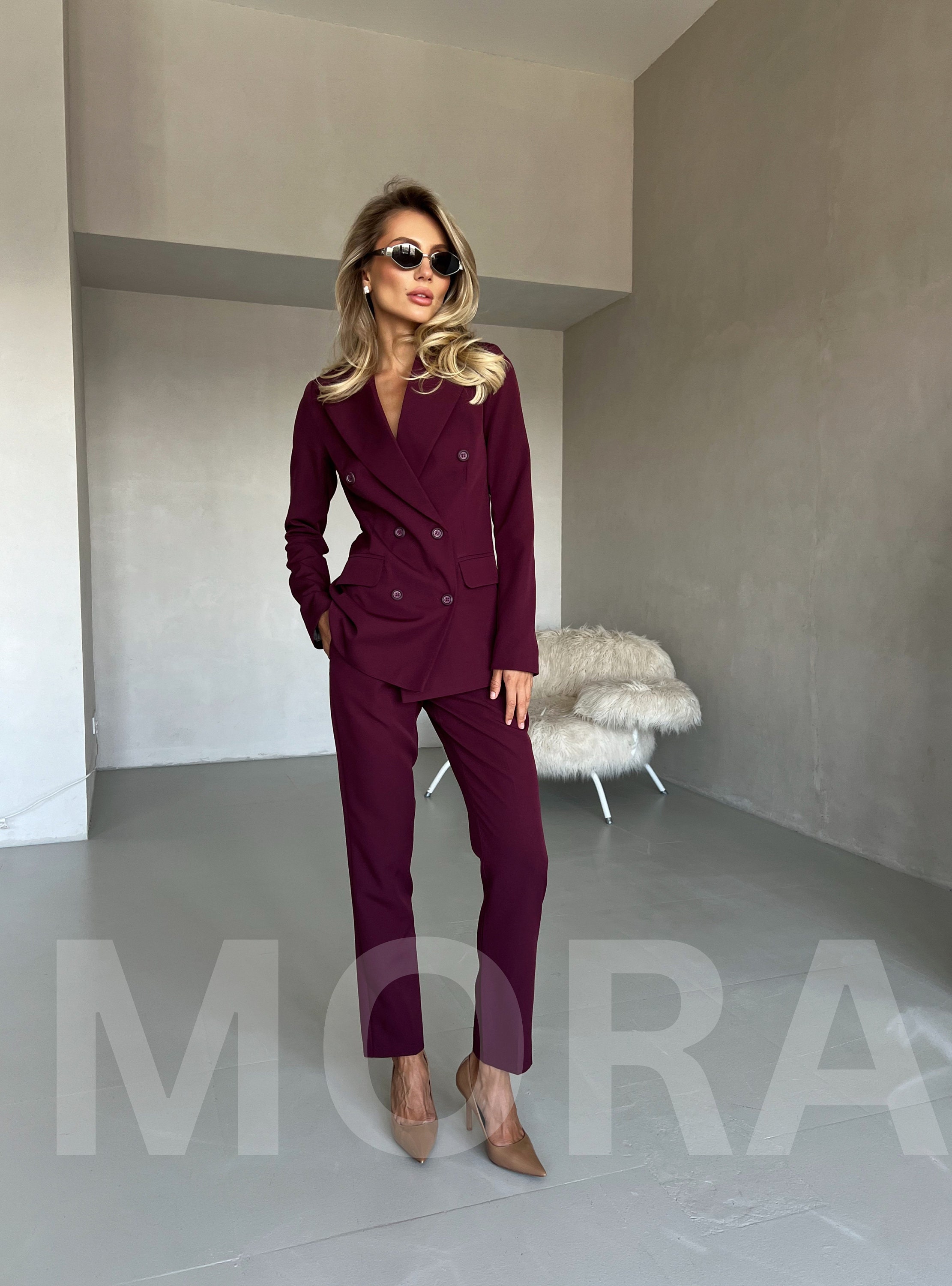 Dames pak bordeaux rood sale