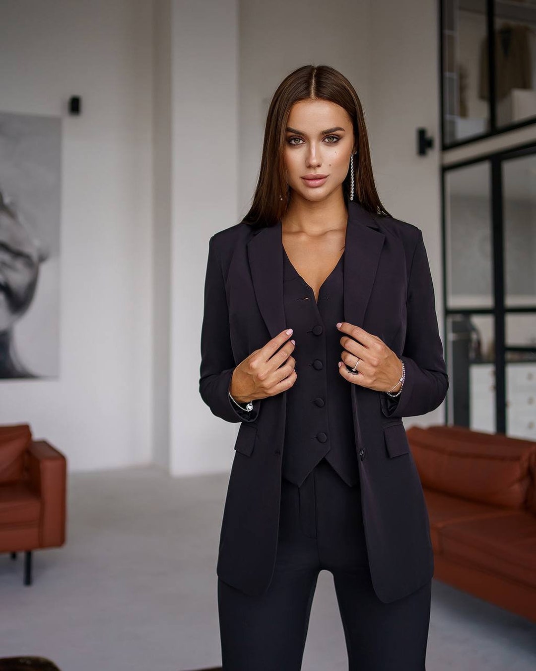 Black Formal Pantsuit for Women, Black Formal Pants Suit Set for Women,  Business Women Suit, Black Blazer Trouser Suit for Women -  Canada