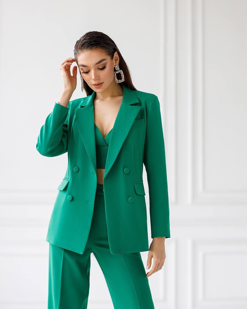 Green Blazer Trouser Suit for Women Bright Green Pantsuit for - Etsy