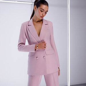 Dusty Pink Blazer Trouser Suit for Women Dusty Pink Pantsuit - Etsy