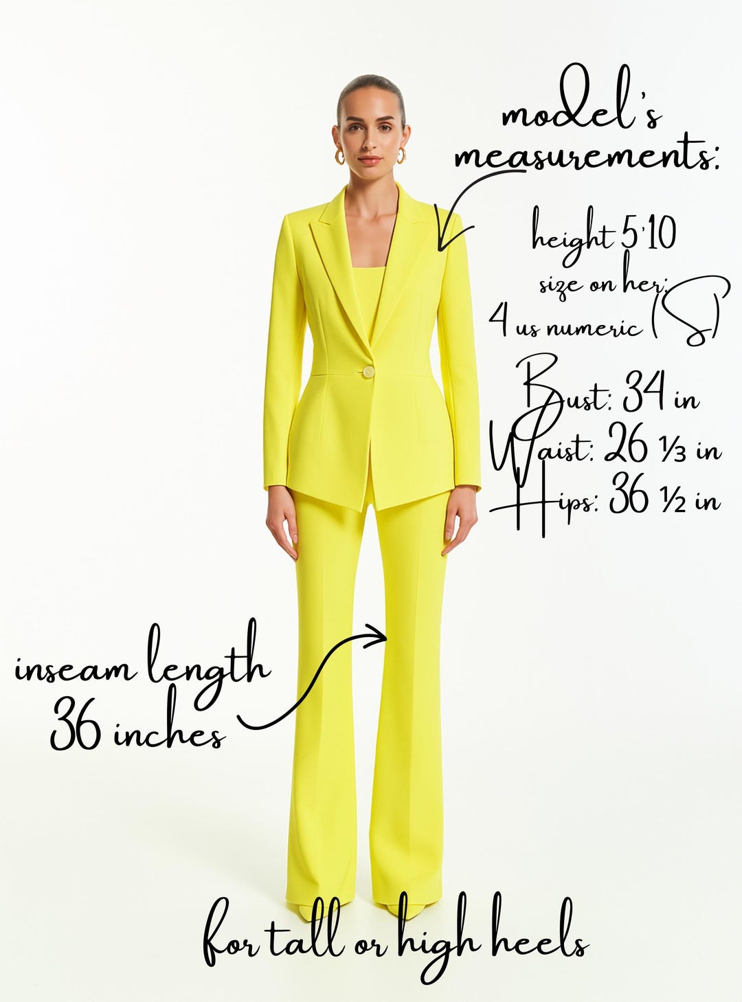 Lemon Yellow Pantsuit With Peplum Blazer for Women, Combination of Trend  and Classics Pantsuit Tall Women, Wedding Guest Pants Suit Womens - Main Image