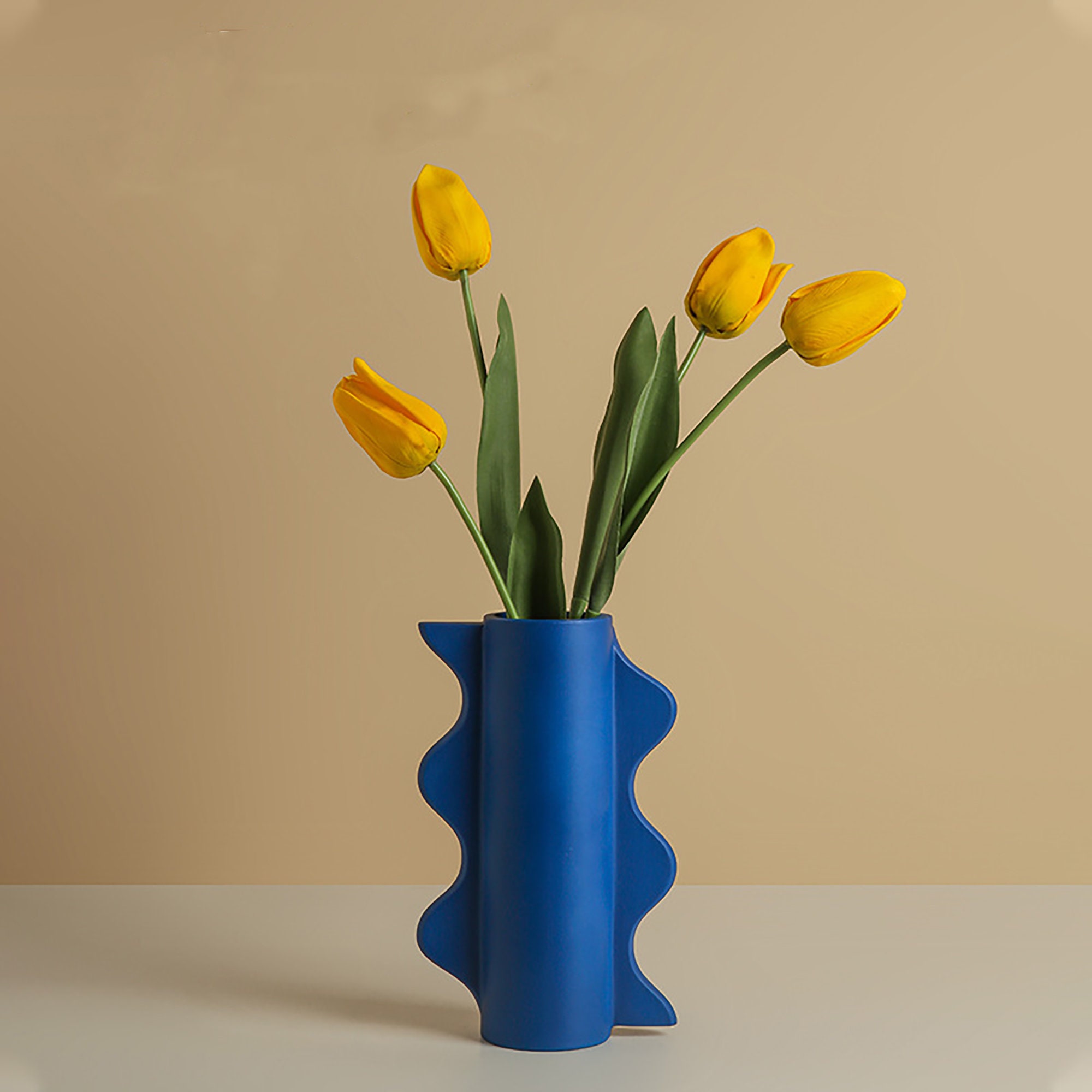 Navy Blue Vase Morandi Vase Geometric Ceramic Vase Etsy