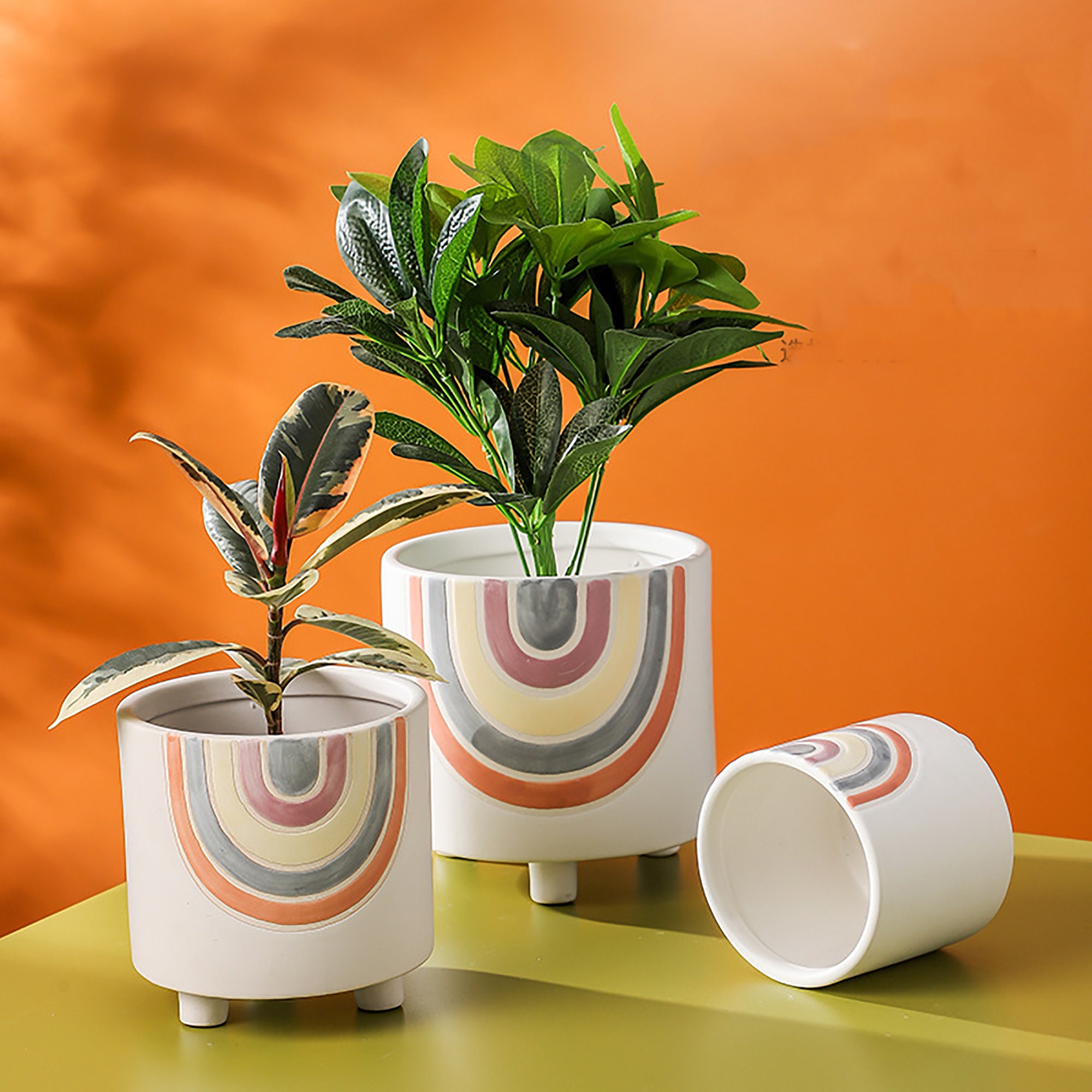 Rainbow Flowerpot Morandi Vase Ceramic flowerpot Minimalist | Etsy