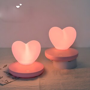 Touch Night lamp Romantic heart Love story gift Love bedroom decor Accent Lamp light Distance love Bedroom table lamps Rechargeable led lamp
