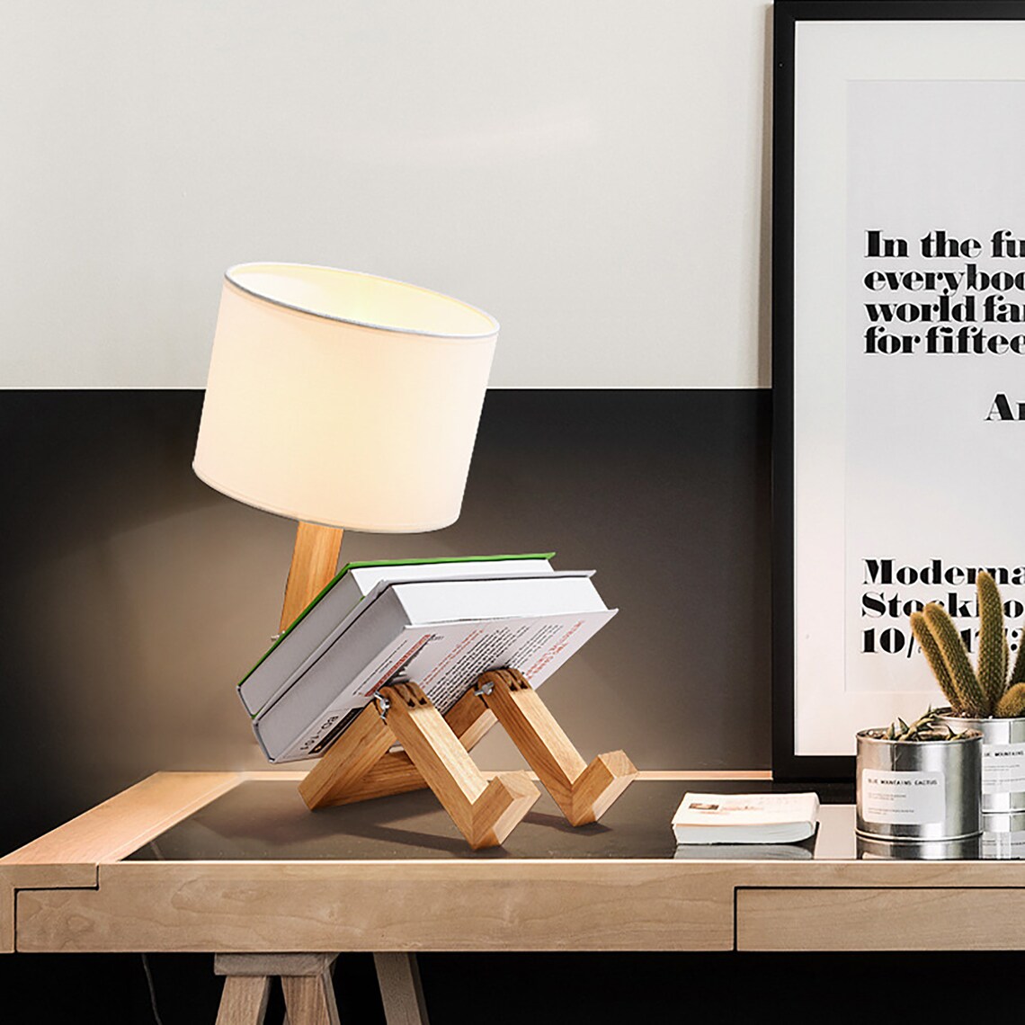 Wooden Man Lamp Creative Desk Lamp Wooden Desk Lamp LED | Etsy
