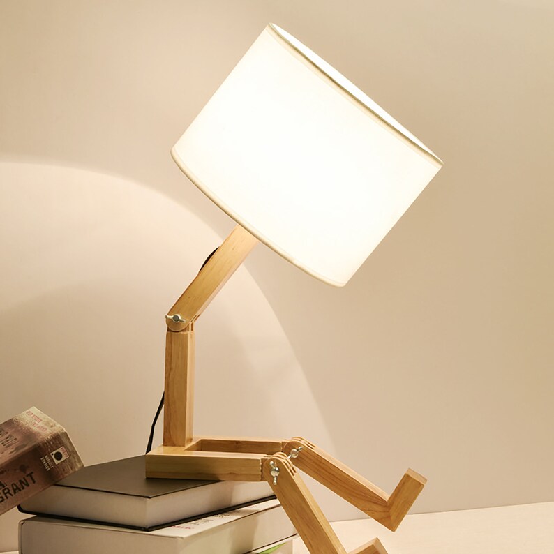 Wooden Man Lamp Creative Desk Lamp Wooden Desk Lamp LED Etsy