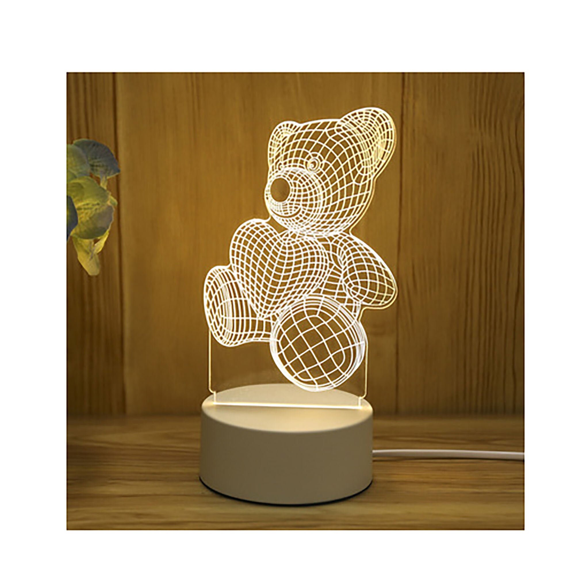 Personalized bear LED Lamp 3D table lamp LED gift lamp USB Etsy
