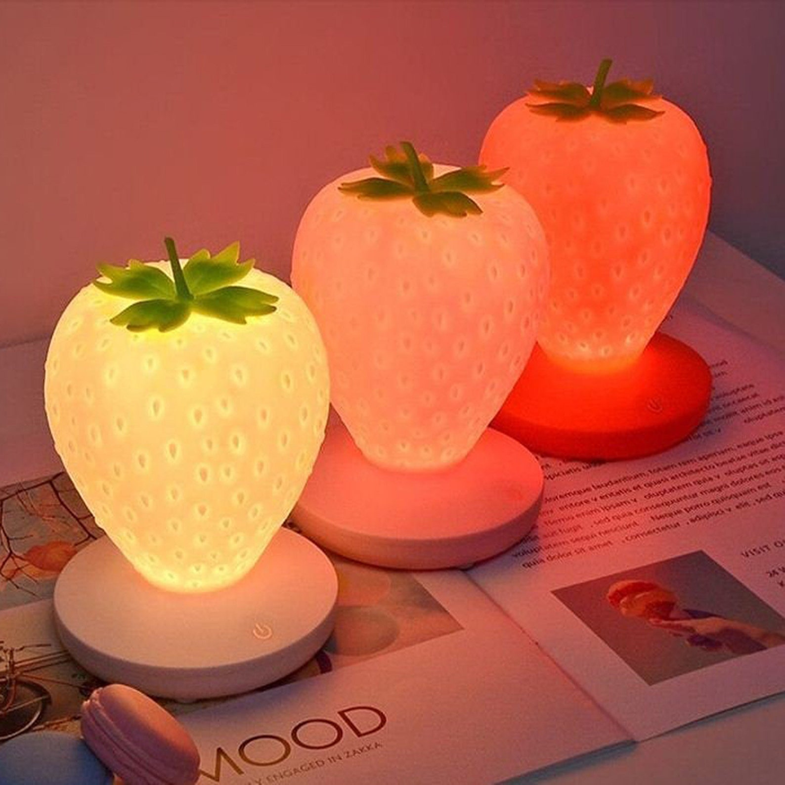 Strawberry lamp LED lamp Touch table lamp Bedside night Etsy